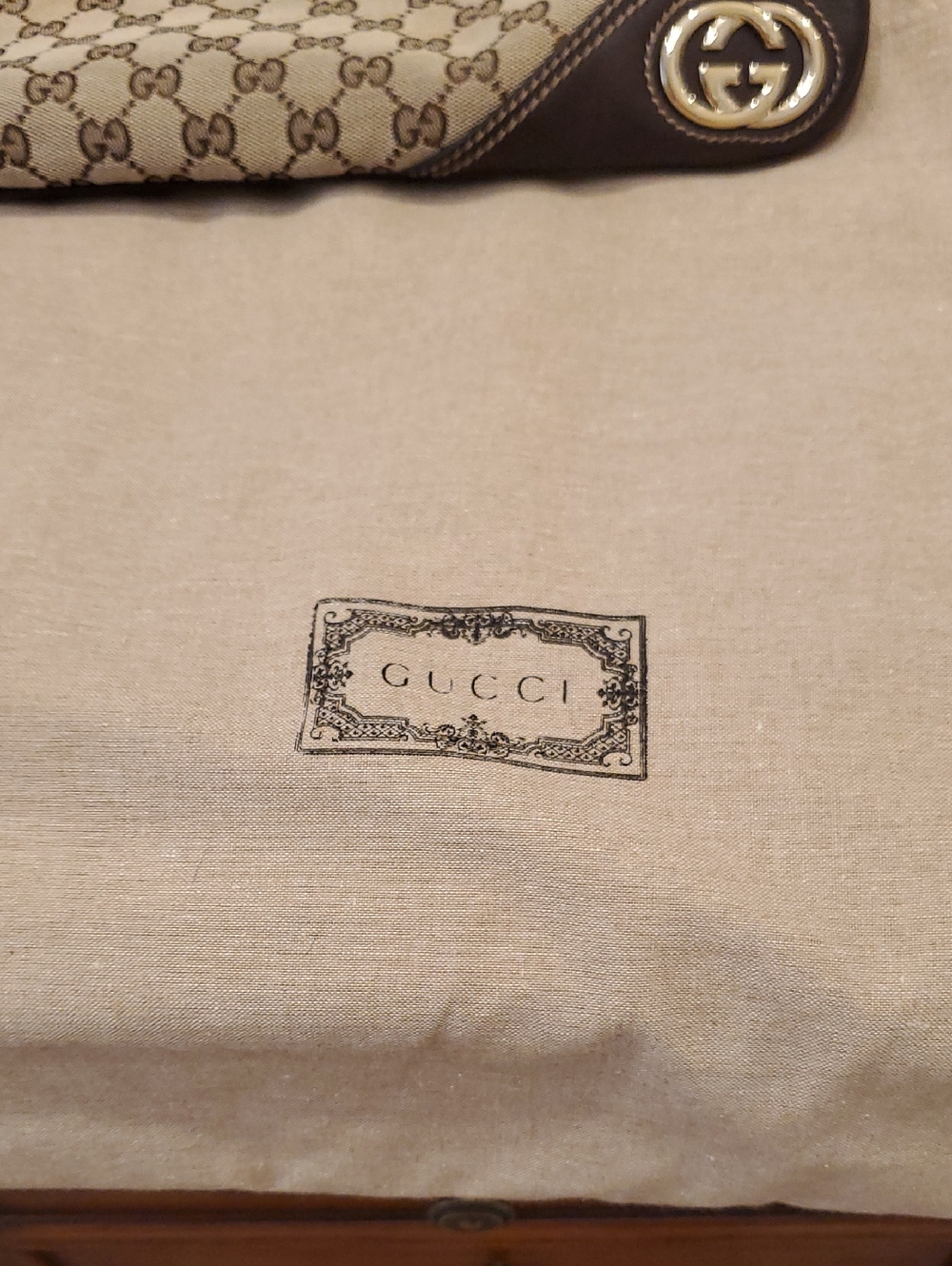 Gucci Brown GG Canvas Hobo Bag with Gold Double G Accent - Picture 13 of 15